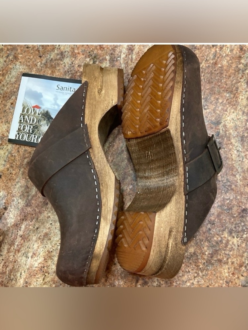 NEW Oiled Leather Women's Clogs in Antique Brown Size 40 9.5 GORG! - Picture 4 of 8
